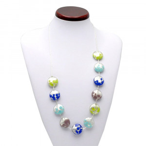 Collier en verre de murano bleu et argent