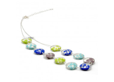 Collier en verre de murano bleu et argent