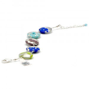 Armband blauw en zilver in real murano glas