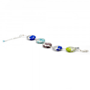 Blue and silver bracelet in real murano glass