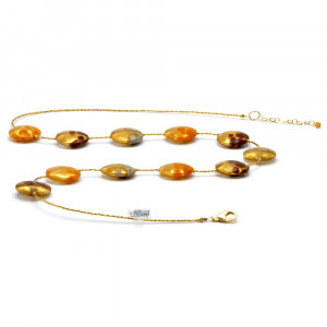 Colar de cristal de murano ouro laranja multicolor