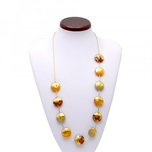 Gold orange multicolor necklace murano glass 