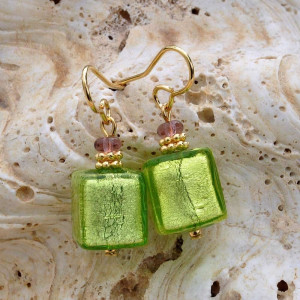 Aretes murano verde joyería cristal murano genuino de venecia