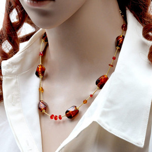  ketting murano glas oranje en rood