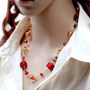 Red gold murano glass necklace 