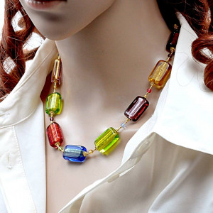 Ketting multi-gekleurd murano glas van venetië