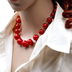 Collier en verre de murano rouge bijou venitien