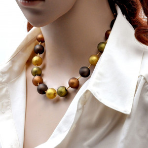 Brown satin murano glass necklace