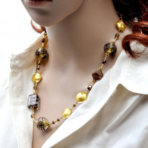 Gold murano glass necklace