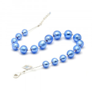 Bollen marinblå - halsband-blue-smycken äkta murano glas i venedig