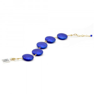 Francy blue satin - armband mit blauen murano glas venedig