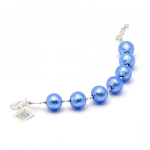 Blue murano glass bracelet silver in genuine murano glass from venice