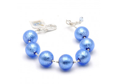 Armband zilver blauw in originele murano glas uit venetië