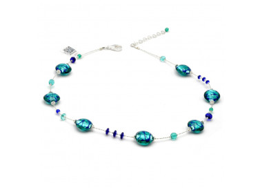 Collana blu autentico vetro di murano di venezia