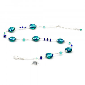 Blue murano glass necklace genuine from venice