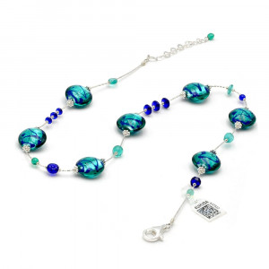 Collana blu autentico vetro di murano di venezia