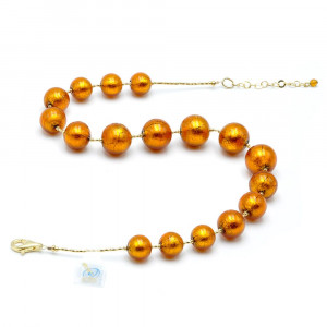 Ball amber - amber murano glass necklace jewellery of venice