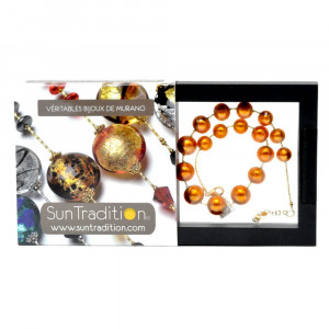 Ball amber - amber murano glass necklace jewellery of venice