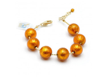 Armband oranje in originele murano glas uit venetië