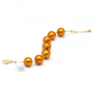 Bollen gult - armband amber i äkta murano glas från venedig