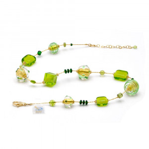 Jojo green and gold - green and gold necklace jewelry in genuine murano glass from venice