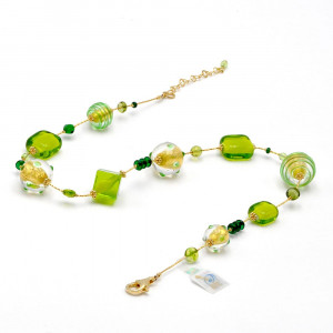  collier vert en verre de murano de venise