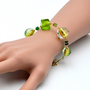 Pulseira verde cristal de murano de veneza