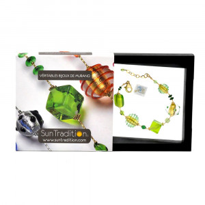 Jojo verde y oro - pulsera verde y oro auténtico cristal de murano de venecia