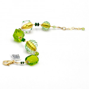 Bracciale verde e oro vetro di murano di venezia