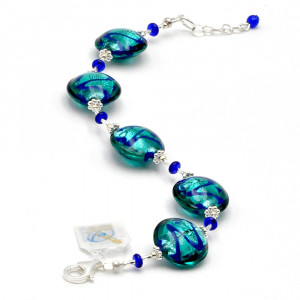 Bracciale blu in vero vetro di murano venezia