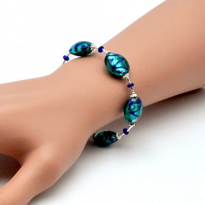 Bracelet bleu verre de murano de venise