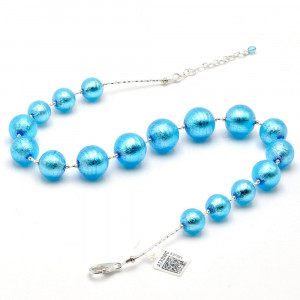 Clear blue murano glass necklace of venice