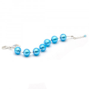 Ball blu - bracciale blu in vetro di murano a venezia