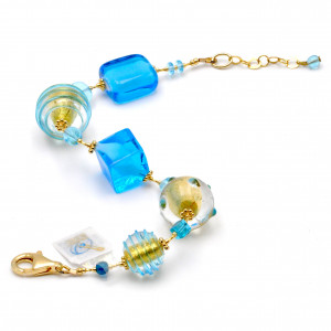 Blue and gold murano glass bracelet of venice