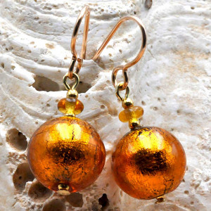 Boucles d'oreilles ambre bijou en veritable verre de murano de venise