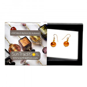 Amber murano glass earrings genuine jewelry from venice