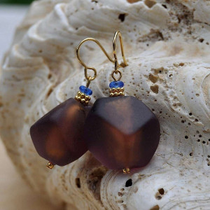 Brown cola murano glass earrings