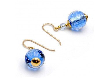 Pendientes azul joya genuina de vidrio de murano de venecia