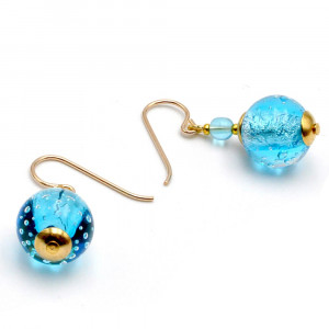 Pendientes azul cielo joya genuina de vidrio de murano de venecia