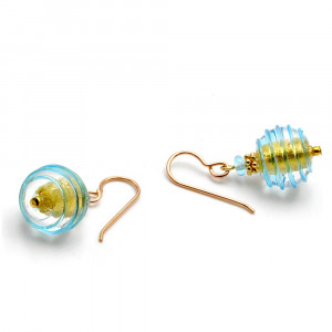 Boucles d'oreilles verre de murano bleu de venise