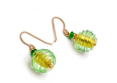 Green murano glass earrings jewel genuine of venice