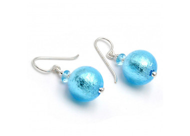 Aretes azul cristal de murano joyería en auténtico de venecia