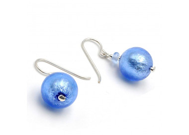 Aretes azul cristal de murano joyería en auténtico cristal de venecia