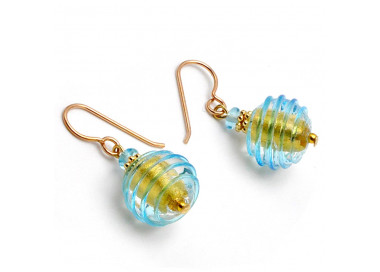 Boucles d'oreilles bleu verre de murano de venise