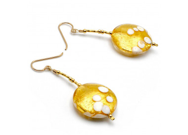 Gold pellets drop murano glass earrings