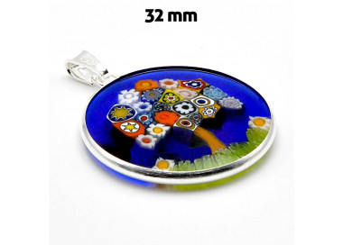  anhänger glas murano millefiori baum des lebens 32 mm silber