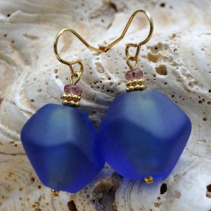 Boucles d'oreilles murano bleu