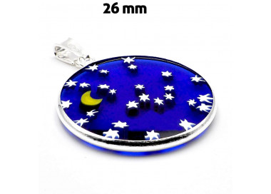  ciondolo in vetro di murano millefiori cielo stellato blu argento