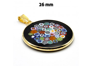  pendentif verre de murano millefiori noir 