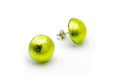 Anis green earrings buttons - green earrings jewelry genuine murano glass venice